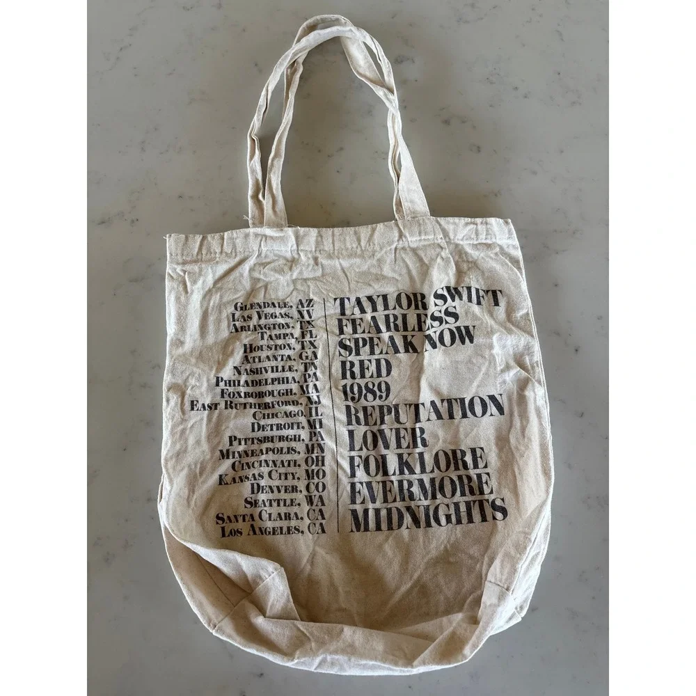 Taylor Swift The Eras Tour Official Merchandise Canvas Tote Bag Cream Multi Era
